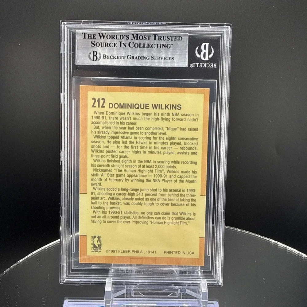 Dominique Wilkins‎ Fleer 1991-92 All-Star Team #212 Auto BGS Authentic Auto